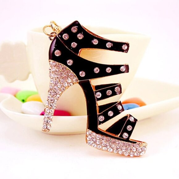 High Heel Shape Design Rhinestone Key Chain - Picture 3 of 5
